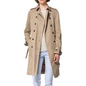 Zara basic trench coat tan khaki jacket rain XS